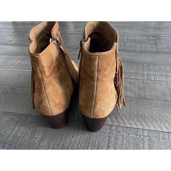 Sam Edelman Womens Sz 6.5 Suede Rudie Studded Fringe Tassel Western Ankle Bootie - Picture 4 of 11